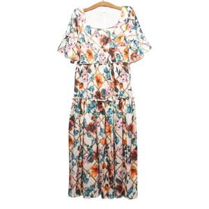 Women's 1X Unbranded Floral Mid-length Spring/Summer Dress Ladies X-Large
